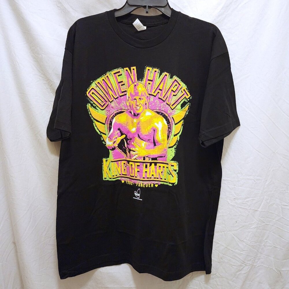 Pro Wrestling Crate Owen Hart King of Harts T-Shirt Mens XL Black Tultex AEW